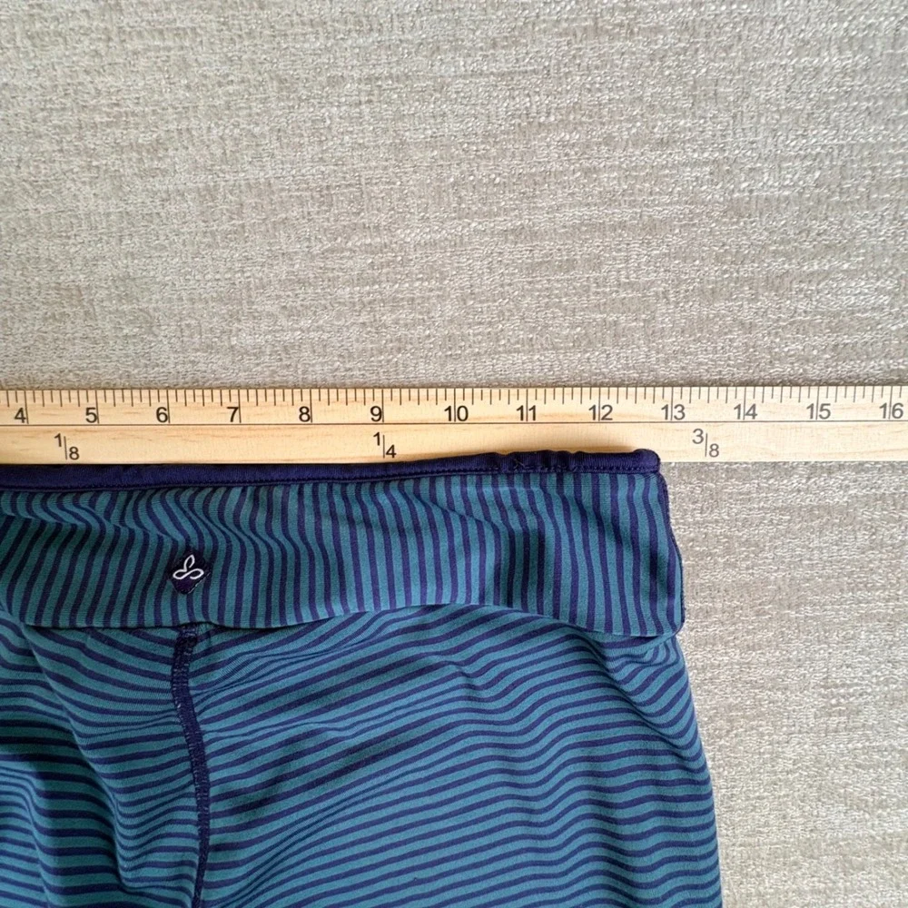prAna Womens Sapphire Striped Athletic Leggings Medium Blue Teal Yoga Activewear